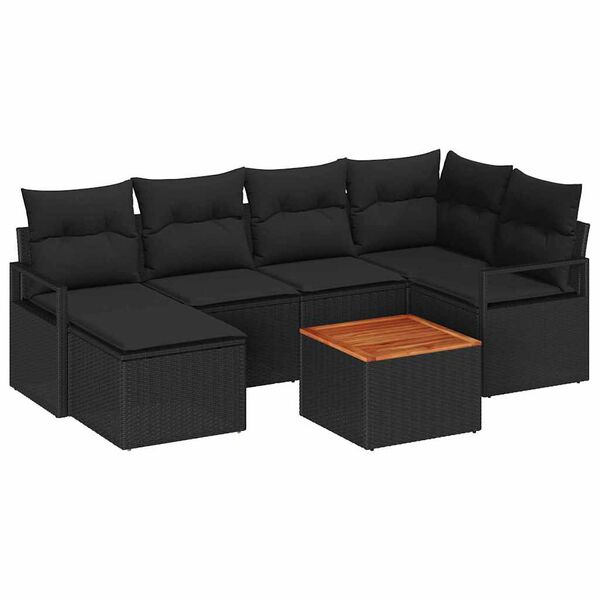 vidaXL Gartensofa-set mit Speicher 7 pcs Schwarz Poly-Rattan