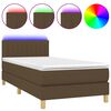 vidaXL Boxspringbett mit Matratze & LED Dunkelbraun 90x190 cm Stoff