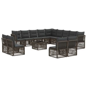 vidaXL Gartensofa-set 14 pcs Grau Poly-Rattan