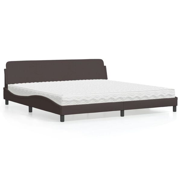 vidaXL Bett mit Matratze "Dover" Dunkelbraun 200x200 cm Stoff