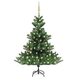 vidaXL K&uuml;nstlicher Weihnachtsbaum Nordmann LED & Kugeln Gr&uuml;n 150 cm