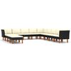 vidaXL 12-tlg. Garten-Lounge-Set mit Kissen Poly Rattan Schwarz