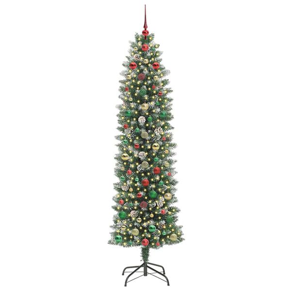vidaXL K&uuml;nstlicher schlanker Weihnachtsbaum Gr&uuml;n und Wei&szlig; 240 cm