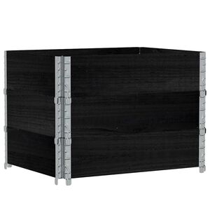 vidaXL Paletten-Aufsatzrahmen 3 Stk. Schwarz 80x60cm Massivholz Kiefer