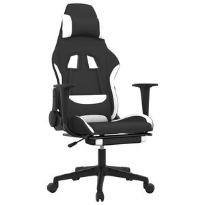 vidaXL Gaming-Stuhl mit Fu&szlig;st&uuml;tze Schwarz und Wei&szlig; Stoff