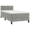 vidaXL Boxspringbett mit Matratze Hellgrau 100x200 cm Samt