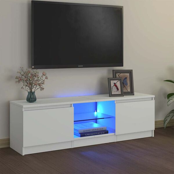 vidaXL TV-Schrank mit LED-Leuchten Wei&szlig; 120x30x36 cm