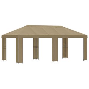 vidaXL Gartenpavillon 6 x 3 m Beige Polyester und Stahl 190 gsm