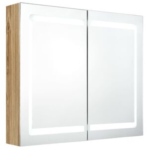 vidaXL LED-Spiegelschrank f&uuml;rs Bad Eichen-Optik 80x12x68 cm