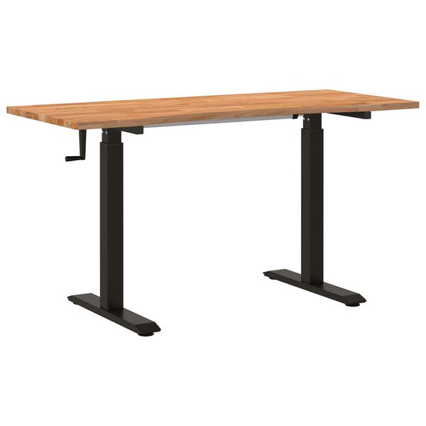 vidaXL Schreibtisch Schwarz und Hellbraun 140 x 60 cm Massivholz Eiche