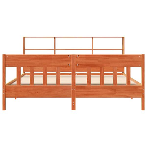 vidaXL Massivholzbett ohne Matratze Wachsbraun 180x200 Kiefernholz