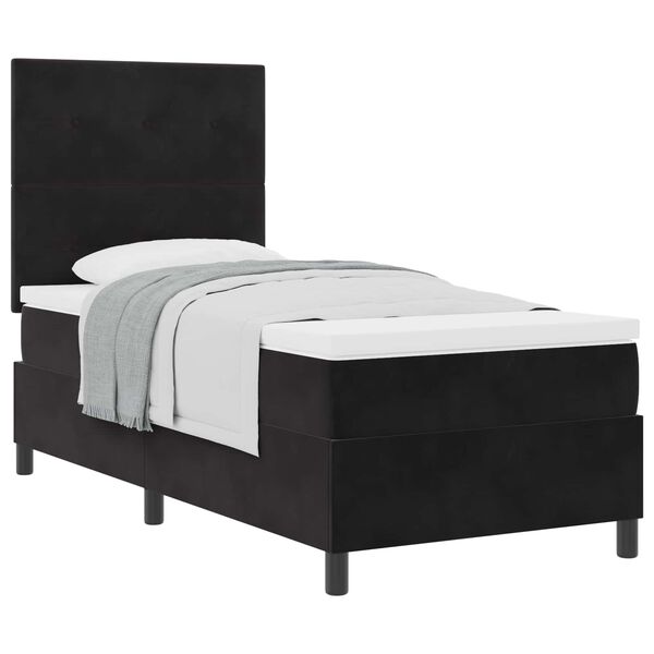 vidaXL Boxspringbett mit Matratze Schwarz 90 x 190 cm Stoff