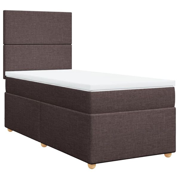 vidaXL Boxspringbett mit Matratze Dunkelbraun 90x200 cm Stoff