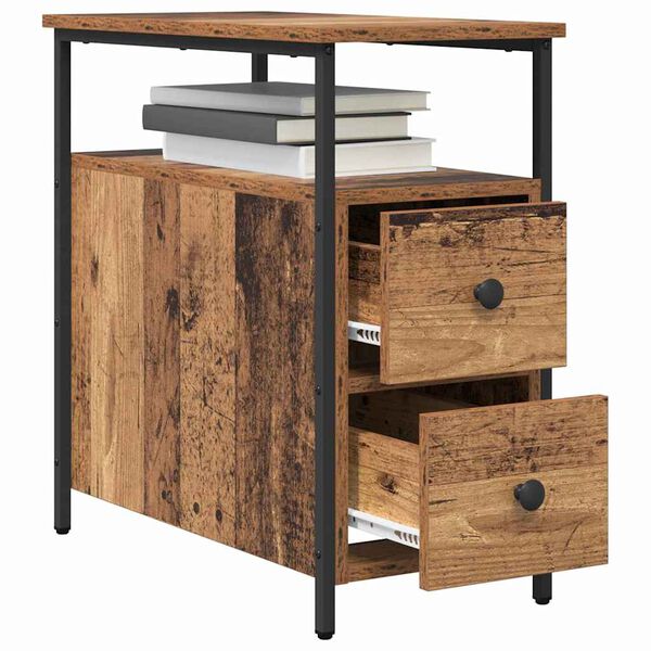 vidaXL Nachttisch mit Schubladen Altholz 30 x 60 x 60 cm Holzwerkstoff