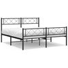 vidaXL Bettgestell mit Kopf- und Fu&szlig;teil Metall Schwarz 140x190 cm