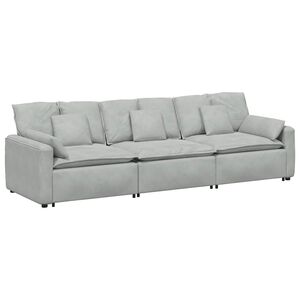 vidaXL Modulares Sofa mit Kissen Hellgrau