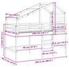 vidaXL Hochbett mit Dach Wachsbraun 90x200 cm Massivholz Kiefer