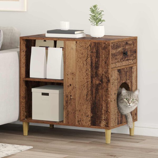 vidaXL Katzenhaus Altholz 72 x 42,5 x 70 cm Holzwerkstoff