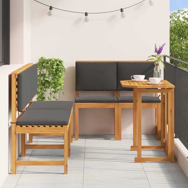 vidaXL Garten Bistro Set 5 pcs Braun Akazie Massivholz
