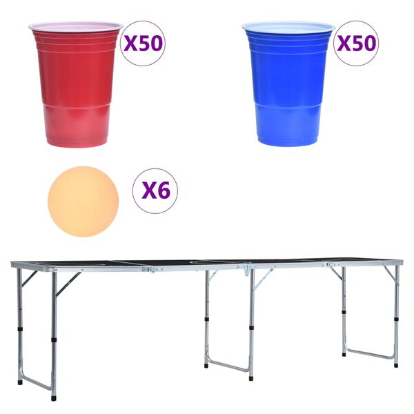 vidaXL Bier-Pong-Tisch mit Tassen und B&auml;llen Klappbar 240 cm