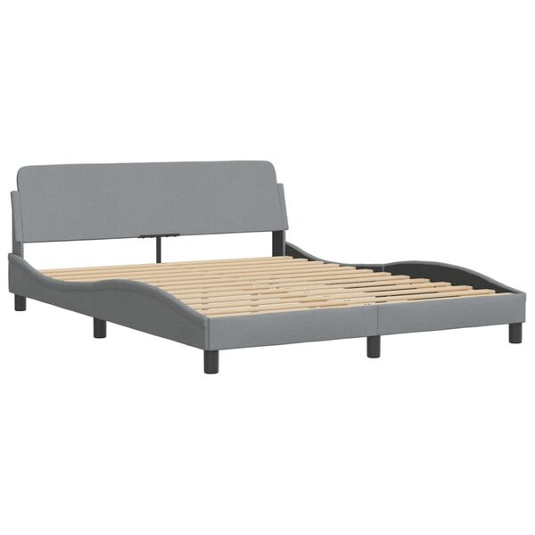 vidaXL Bett mit Matratze "Dover" Hellgrau 160x200 cm Stoff