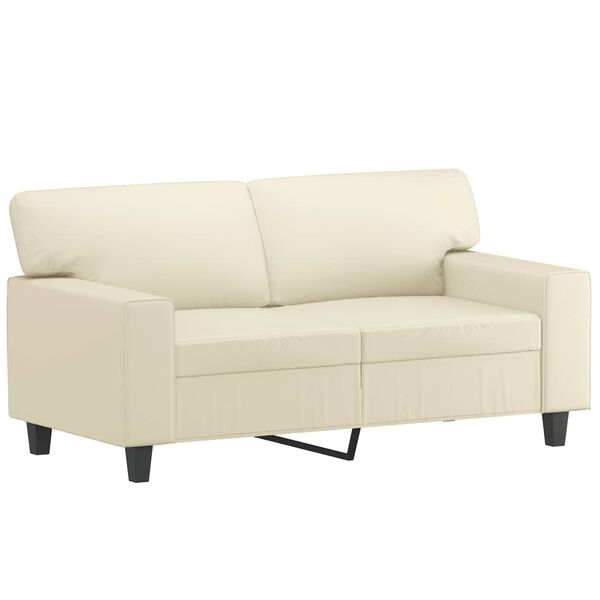 vidaXL 2-Sitzer-Sofa mit Zierkissen Creme 120 cm Kunstleder