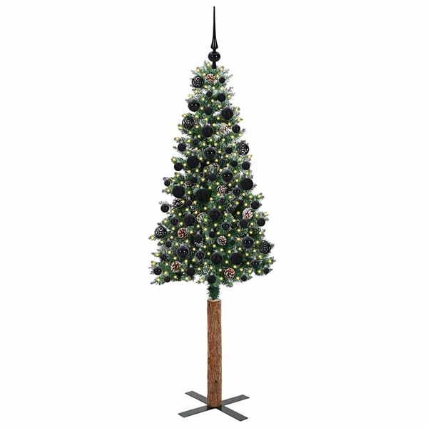 vidaXL Schlanker Weihnachtsbaum mit 300 LEDs mit St&auml;nder Gr&uuml;n 180 cm
