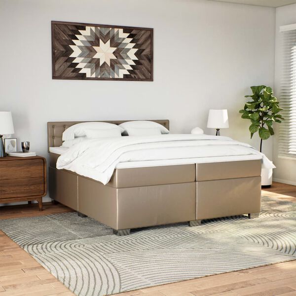 vidaXL Boxspringbett Matratze Cappuccino-Braun 200x200cm Kunstleder