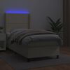 vidaXL Boxspringbett mit Matratze & LED Creme 90x200 cm Kunstleder
