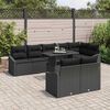 vidaXL Garten-Sofa-Set mit Kissen mit Speicher 9 pcs Schwarz