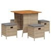 vidaXL 5-tlg. Garten-Essgruppe mit Kissen Beige Poly Rattan