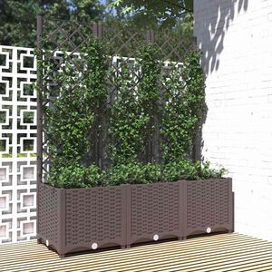 vidaXL Garten-Pflanzgef&auml;&szlig; mit Spalier Braun 120 x 40 x 136 cm PP