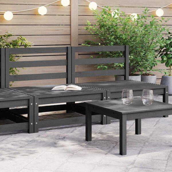 vidaXL Garten-Mittelsofas 2 Stk. Grau Kiefer Massivholz