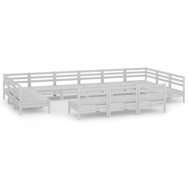 vidaXL 13-tlg. Garten-Lounge-Set Wei&szlig; Massivholz Kiefer