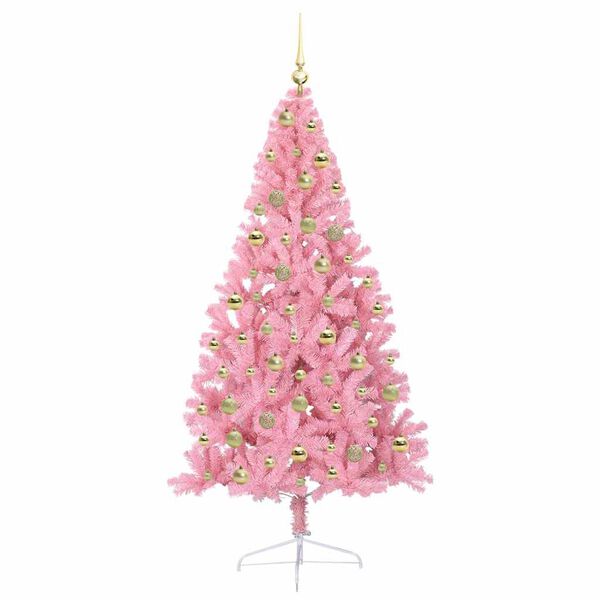 vidaXL K&uuml;nstlicher vorbeleuchteter Weihnachtsbaum Rosa 180 cm PVC