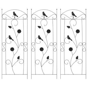 vidaXL Gartenzaun 3 Stk. Schwarz 110 x 40 cm Stahl