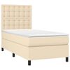 vidaXL Boxspringbett mit Matratze & LED Creme 90x200 cm Stoff