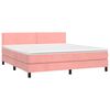 vidaXL Boxspringbett mit Matratze & LED Rosa 180x200 cm Samt