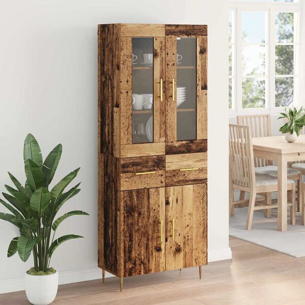vidaXL Highboard mit Schubladen 2 pcs Altholz Holzwerkstoff