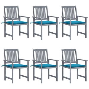 vidaXL Gartenst&uuml;hle mit Kissen 6 Stk. Massivholz Akazie Grau