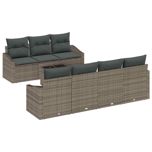 vidaXL Sofa Set mit Kissen mit Kissen 8 pcs Grau Poly-Rattan
