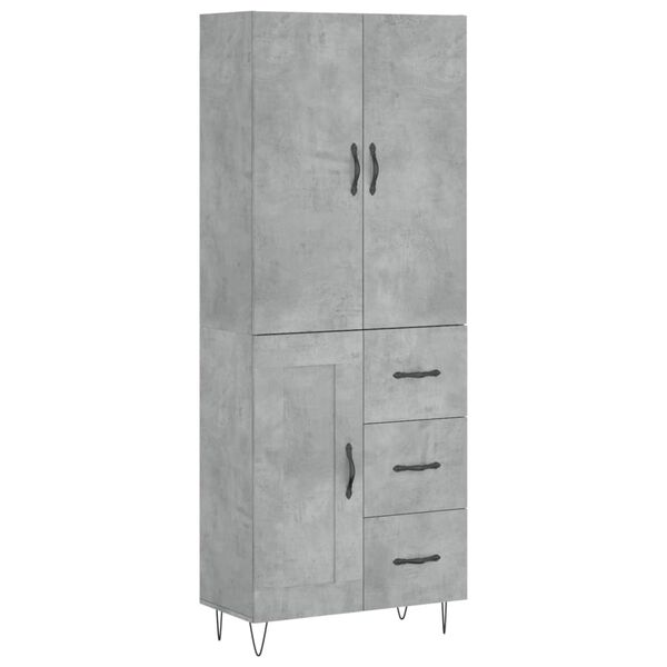 vidaXL Highboard Betongrau 69,5x34x180 cm Holzwerkstoff