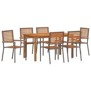 vidaXL Garten Essgruppe 7 stk. Grau Massivholz Akazie