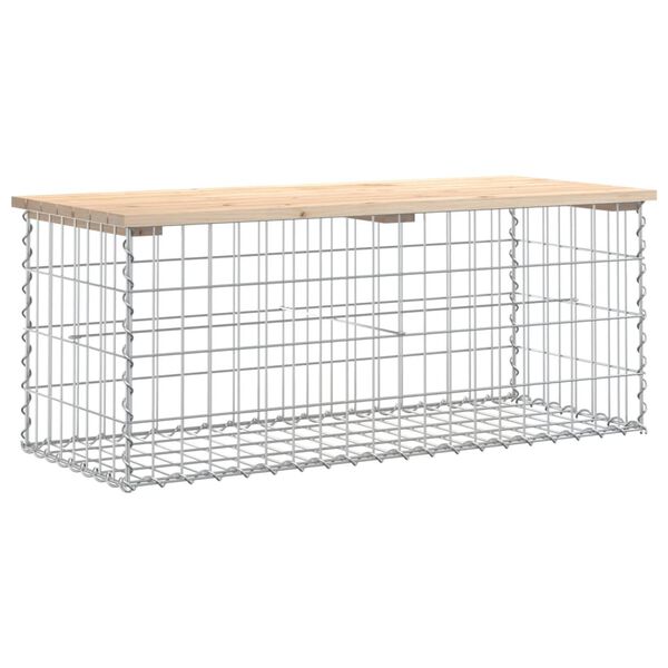 vidaXL Gartenbank aus Gabionen 103x44x42 cm Massivholz Kiefer