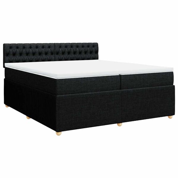 vidaXL Boxspringbett mit Matratze Schwarz 200x200 cm Stoff