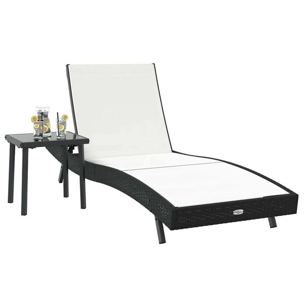vidaXL Sonnenliege mit Tisch 2 pcs Schwarz und Weiß 40 x 40 x 40.5 cm