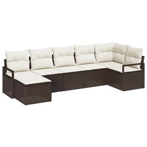 vidaXL Sofa Set 7 pcs Braun Poly-Rattan