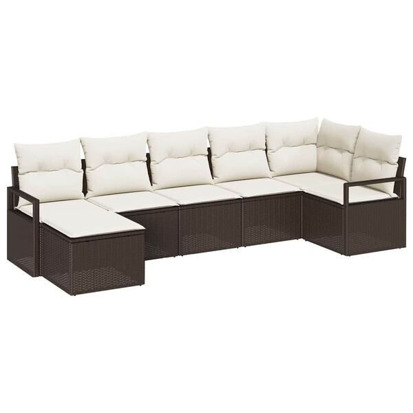 vidaXL Sofa Set 7 pcs Braun Poly-Rattan