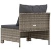 vidaXL Garten-Mittelsofa mit Kissen Grau Poly Rattan