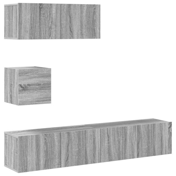 vidaXL 4-tlg. TV-Schrank-Set Grau Sonoma Holzwerkstoff